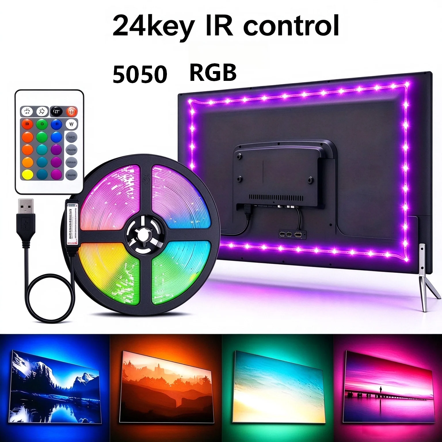 LED-Lichtleiste mit 24-Tasten-Fernbedienung – einfach zu
