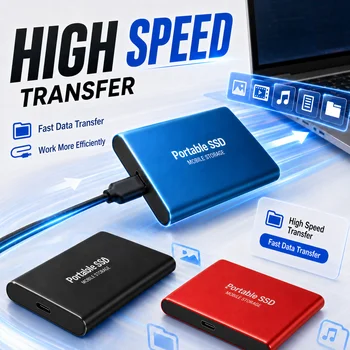 1TB Externe SSD Tragbare Festplatte USB 3.0 Typ-C Schneller Speicher Plug & Play für Laptop Mac PC Studenten