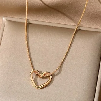 Einfache Hohl Liebe Herz Anhänger Halskette für Frauen Mode Kreative Geometrische Schlüsselbein Kette