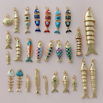 Nette Fisch Charms Für Schmuck Machen Liefert Böhmischen Tier Dijes Gold Farbe Zubehör Diy Ohrring Armband