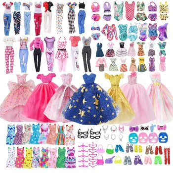 Kleidung und Accessoires für 11.5 ''/30cm Puppen Mode kleider lässige Outfits Badeanzüge Schuhe (64 Stück)