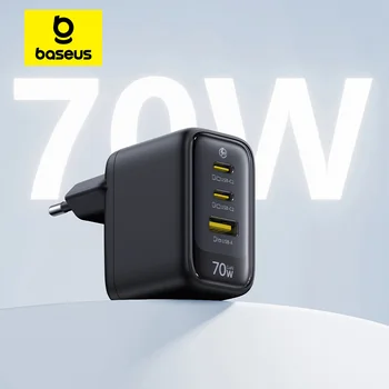 Baseus 70W Schnell-Ladegerät Typ C USB-Ladegerät Unterstützt QC PD PPS 65W Tragbares Ladegerät für iPhone 17