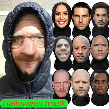Vollgesichtsmaske für Halloween-Cosplay-Partys, Balaclava mit Prominenten-Gesichtsnetz, Elastische