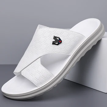 Herren Sommer Outdoor Slip-On Hausschuhe Rutschfeste Weiche Sohle Freizeitsandalen zum Fahren und für den