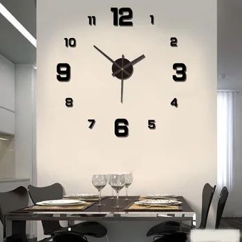 3D Kreative Rahmenlose DIY Wand Hängen Uhr Wand Aufkleber Hause Stumm Digitale Uhr Wohnzimmer Büro Wand