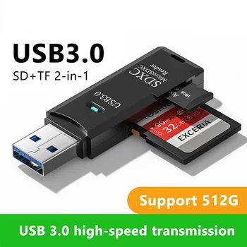 2 in 1 Kartenleser USB 3,0 Micro SD TF Kartensp eicher Lesegerät Hochgeschwindigkeits-Multi-Card-Writer
