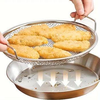 Filterschale aus Edelstahl, wiederverwendbarer runder Netzkorb, Braten, Grillen, Küchensieb, Wasserfilterkorb