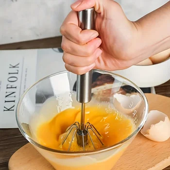 Edelstahl-Eierschläger, langlebiger halbautomatischer Mixer zum mühelosen Eiercreme-Mischen, Rühren