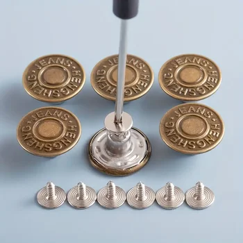Verstellbare Jeansknöpfe aus Bronze ohne Nähen - langlebige Jeans-Kleidungsdruckknöpfe aus Metall (10 Stück)