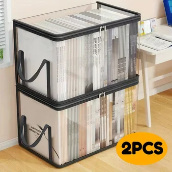 Große transparente Aufbewahrungsboxen mit Klappdeckel - mit schwarzem Rahmen, Schrankorganisation (2 Stück)
