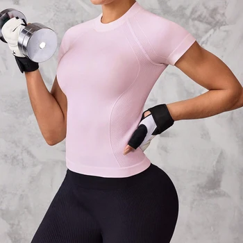 Kurzarm-Sportoberteil für Damen, atmungsaktives und schnell trocknendes Gewebe, geeignet zum Laufen und Yoga
