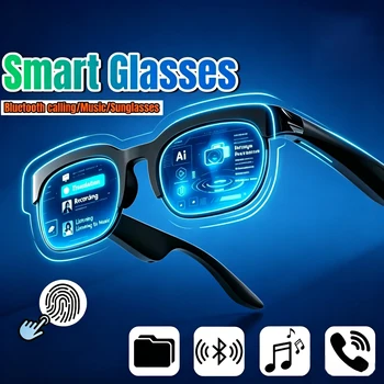 Smart-Brille mit KI-Übersetzung, Bluetooth-Konversation, Aufnahme- und Musikwiedergabe - Smarte Sonnenbrille