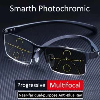 Titan Übergang Photochrome Progressive Lesebrille Männer Hyperopie Presbyopie dioptrien Outdoor Presbyopie