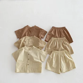 MILANCEL Kinder-Kleidungsset, lässiger Jungenanzug, kurzärmeliges Hemd und Hose, 2-teiliger Kleidungsanzug