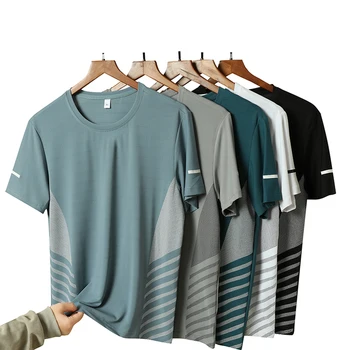 Lauf T-shirt Männer Sommer Eis Seide Dünne Top Reflektierende Druck Schnell Trocknend Kurzarm Atmungsaktive