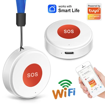 Tuya WiFi SOS Panic Ruftaste Smart Leben APP Akku Eine Schlüssel Alarm Für Patienten Kinder Ältere Mann Hängen