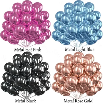 5/10/12 Zoll Metallic Schwarz Blau Ballon Chrom Pink Roségold Ballon Brautparty Junge Mädchen Geburtstag