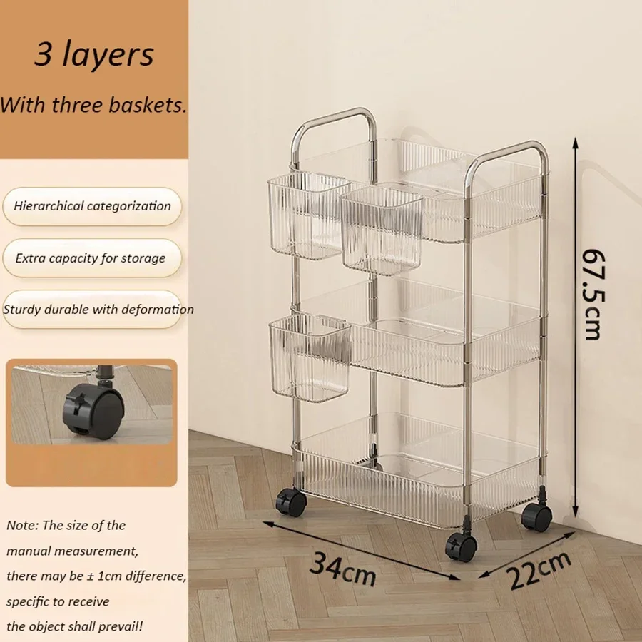 2/3/4 Schichten Licht Luxus Lagerung Rack Trolley Transparent – Bild 3