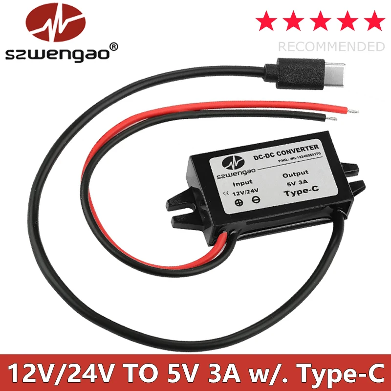DC-DC 12V 24V auf 5V 3A 15W Auto-Stromrichter Typ-C USB Step – Bild 2