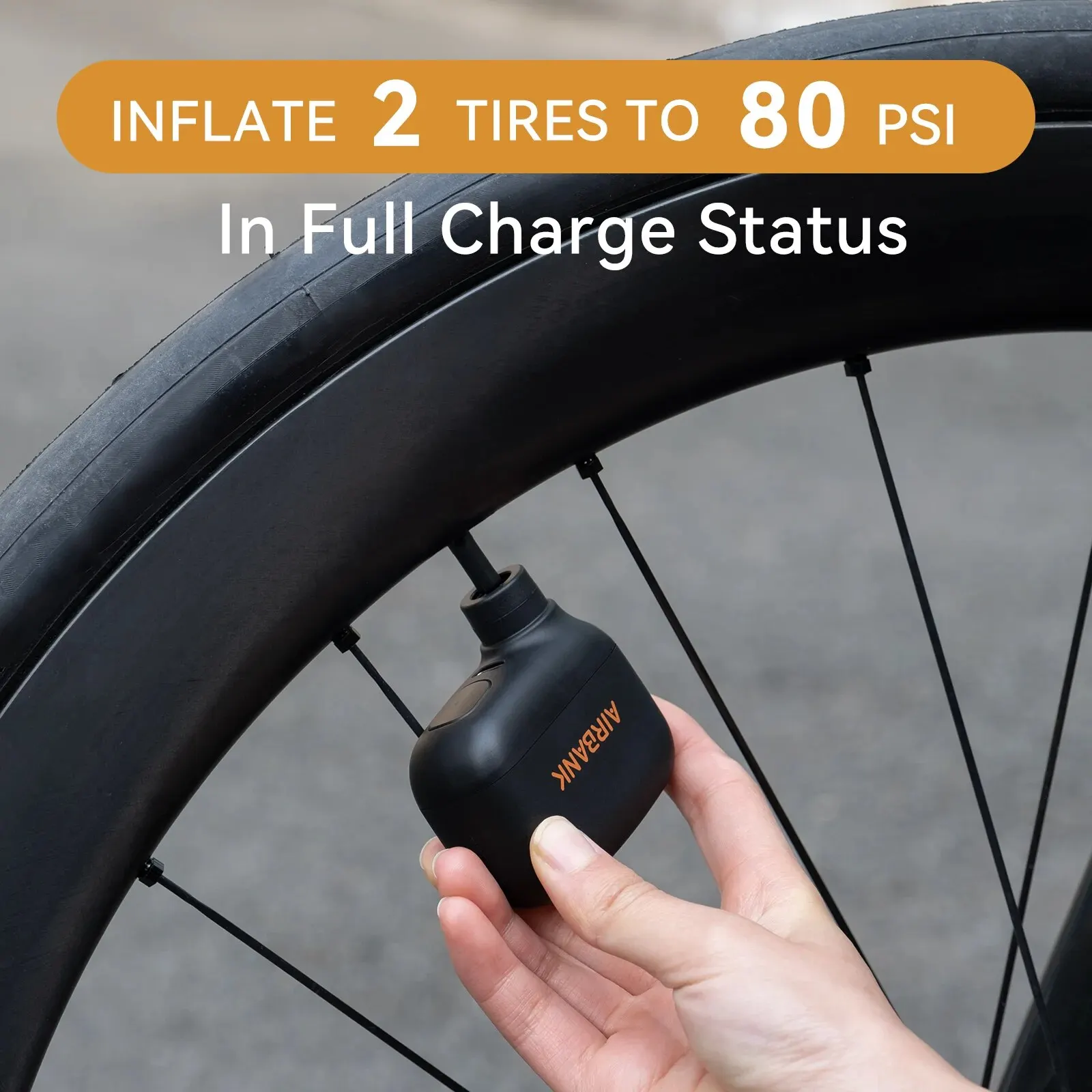 Mini-Akku-Fahrradpumpe 100 PSI, USB-C, Presta und Schrader – Bild 5