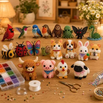 DIY 3D Tier-Perlen-Set Material Handgemachtes Perlen-Bastelset Kreatives Spaß-Bastelzubehör Geschenk