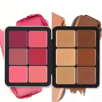 12-Farben-Concealer- und Rouge-Palette, matte und helle Kontur-Make-up-Rouge-Palette