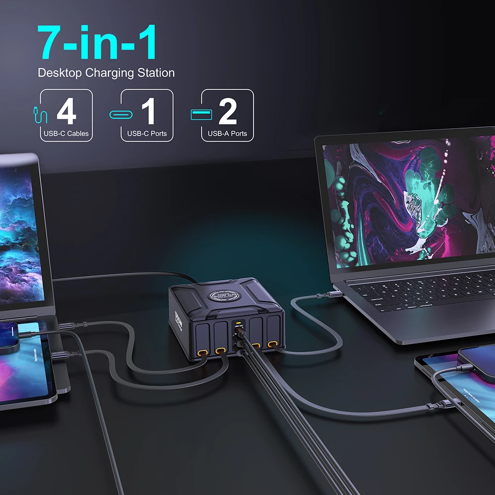 550W 7-in-1 Ladestation mit 100W einziehbarem USB-C-Kabel – Bild 3