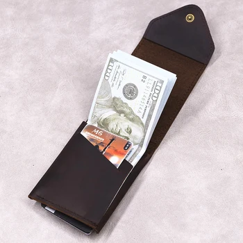 100 % echtes Leder-Geldbörse für Herren, männlich, -Rindsleder, schmal, minimalistisch, Vordertasche