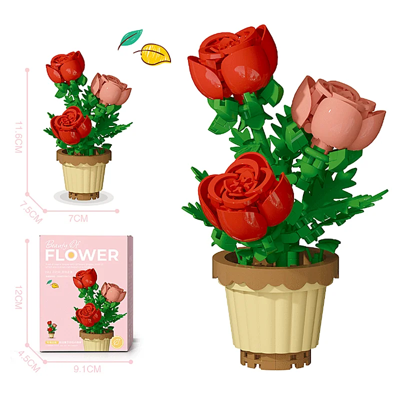 Kreativer Bausteinstrauß, Geschenk zum Topf mit ewiger Blume – Bild 4