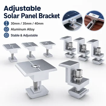 Verstellbare Solarpanel-Halterungsklemmen, PV-Halterungsmontageclip, Solar-Mittel- und Endklemme 30mm 35mm