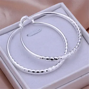 Charms feine 925 Sterling Silber 5 cm Kreis Creolen für Frauen Mode hübsche Hochzeit Party Schmuck Urlaub