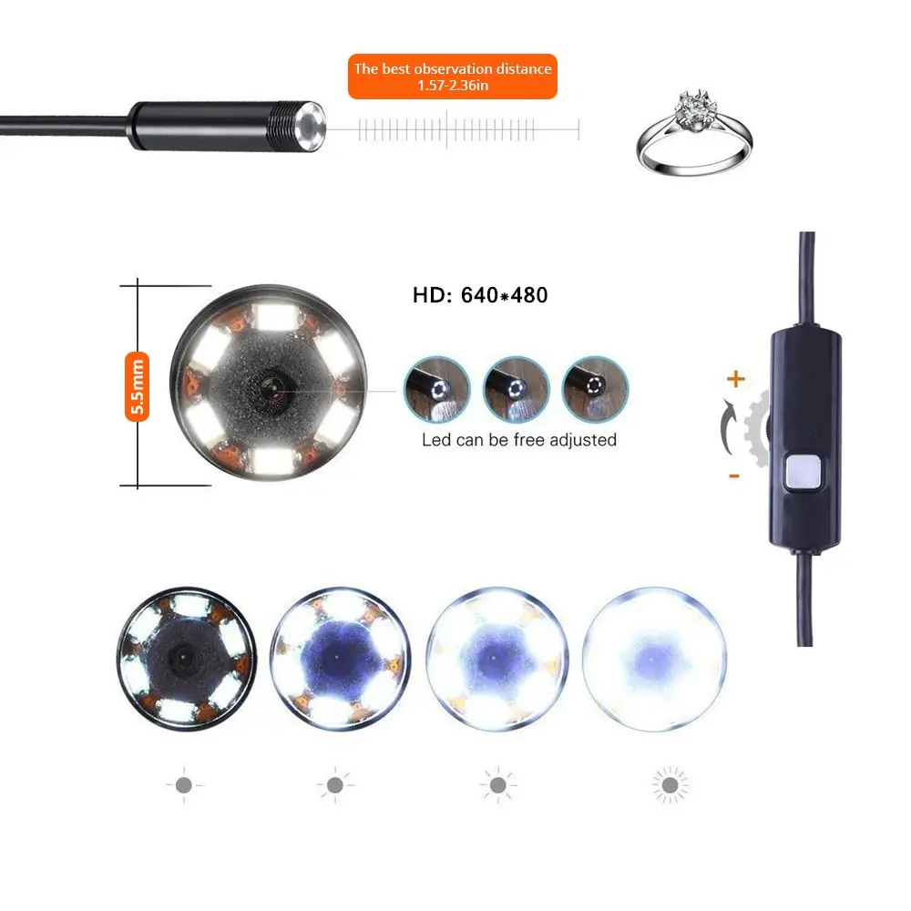 7mm android endoskop kamera 3 in1 micro usb typ c borescope – Bild 6