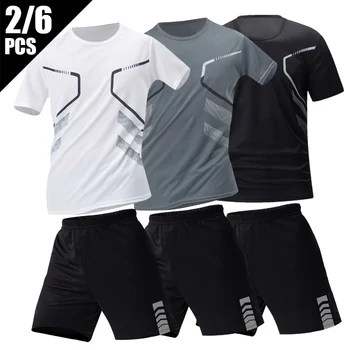 Plus Size Herren Schnelltrocknende Kurzarm-Shorts Anzug Herren Freizeitsport Laufen Fitness T-Shirt Joker