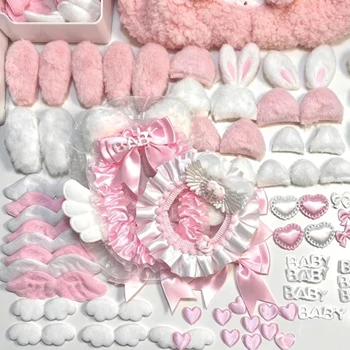Kawaii DIY Ita Bag Dekorationsmaterial-Set Fotokartenhalter Spitzenband Schleife Engelsflügel Zubehör-Set Kpop