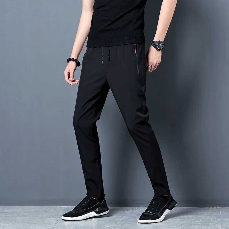 Männer Casual Hosen Gerade Slim Fit Elastische Taille Jogger – Bild 3