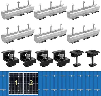 Solarpanel-Halterungssatz, Aluminium-Montageschiene, 30 mm/35 mm Endklemmen, Halterungen (12 Stück)