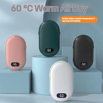 USB-Aufladbarer Handwärmer Powerbank 2-in-1 Mini-Elektroheizgerät Hochkapazitäts-Taschenwärmer für Kaltes