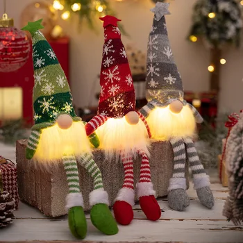 20/30 cm LED Gesichtslose Puppe Elf Zwerg mit Lichtern Weihnachtsdekoration Zuhause Frohe Weihnachten Navidad