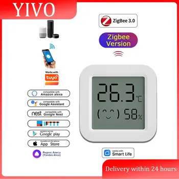 Zigbee 3.0 Temperatur- und Feuchtigkeitssensor, APP-Fernbedienung, Thermometer über Tuya Smart Life für Smart