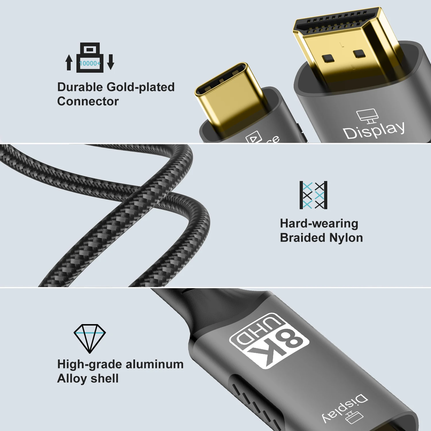 USB-C auf HDMI 2.1 Kabel 8K 60 Hz – Bild 3