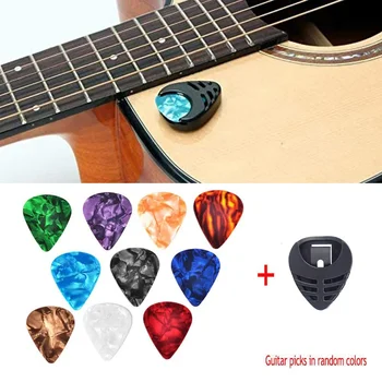 Gitarre Picks & Gitarre Pick Halter Set Für Akustische Gitarre Elektrische Gitarre Bass Ukulele (10 Stück)