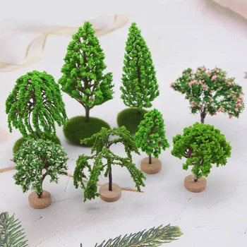 Mini Diorama Mixed Tree Set Landschaft Modell Miniatur Wald Eisenbahn Kiefer Architektur Bäume Natürliche Grün