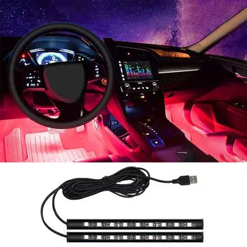 LED Auto Innen Umgebungs Fuß Streifen Licht Kit Hintergrundbeleuchtung 5V USB Auto Dekorative Atmosphäre Neon