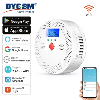 Tuya Wifi Smart Kohlen monoxid Detektor Alarm 85db Sound Warnung LCD Digital anzeige Home Indoor Echtzeit Co