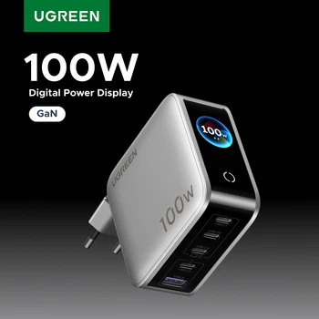 UGREEN 100W GaN-Ladegerät mit intelligentem Display, QC4.0, PD 3.0, USB-C-Ladegerät für Macbook Pro, Laptop