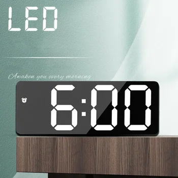 Acryl/Spiegel Digitaler Wecker Sprachsteuerung Snooze Nachtmodus Tischuhr 12/24H Anti-Stör-Funktion