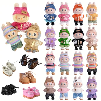 6,7 Zoll Labubu Kleidungszubehör Set Hut + Kleidung + (Hose oder Rock) Puppenkleidung, geeignet für modische