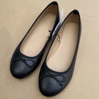 2026 Frühling elegante Ballerinas mit Schleife, klassischer Schuh, runde Zehen, bequeme Slip-On-Damenmode