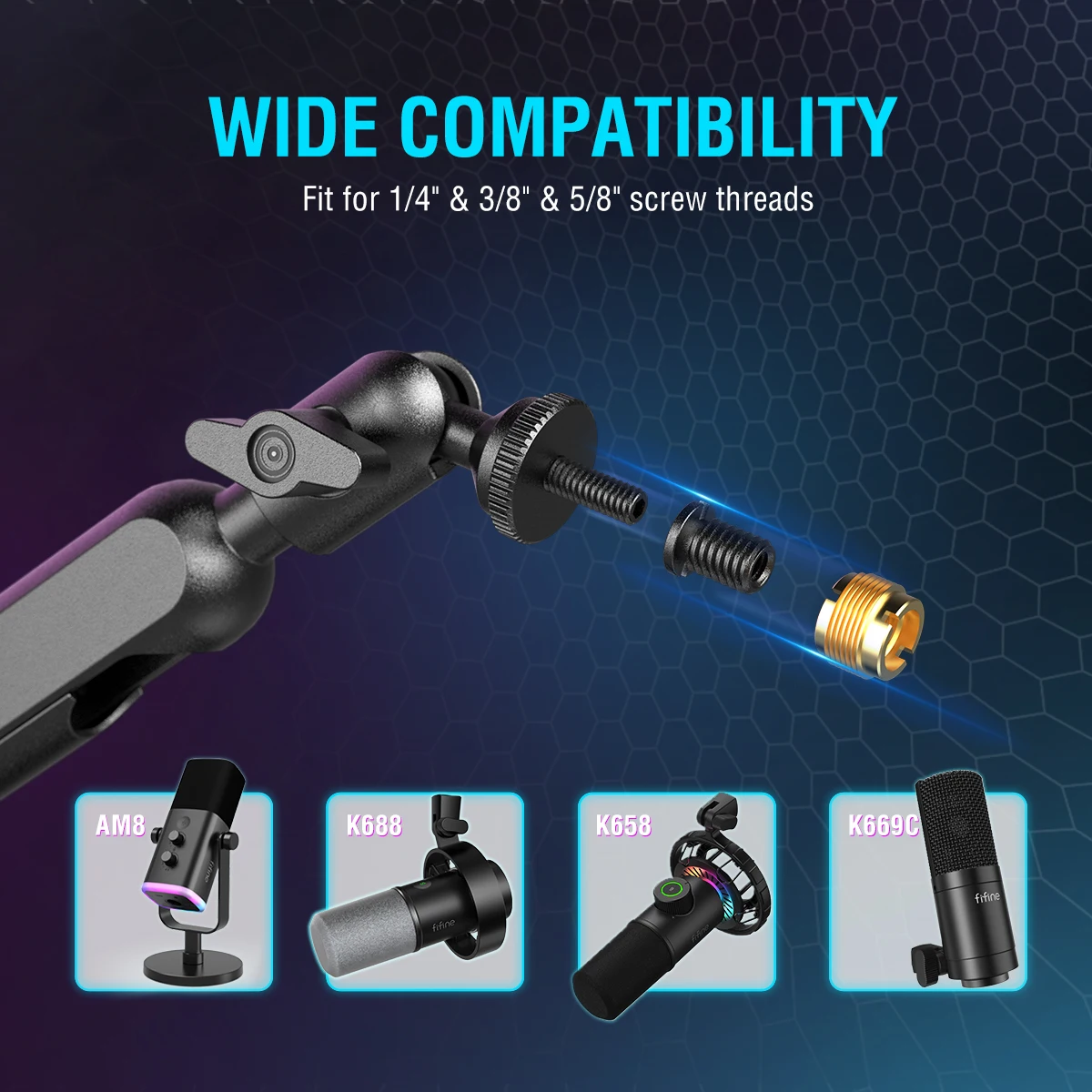 FIFINE Verstellbarer Low-Profile-Arm-Mikrofonständer mit – Bild 5