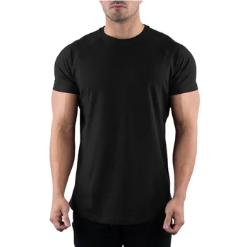Baumwolle Gym T-shirt Männer Sommer Fitness Kleidung Oansatz Kurzarm T hemd Slim Fit T-shirt Bodybuilding